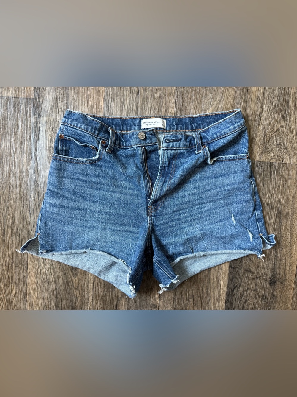 Abercrombie & Fitch High Rise 4” Frayed Cutoff Denim Shorts Blue Women 12 (31)